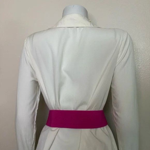 Fuchsia statement satin double flower wide elastic waistband belt - Picture 5 of 9